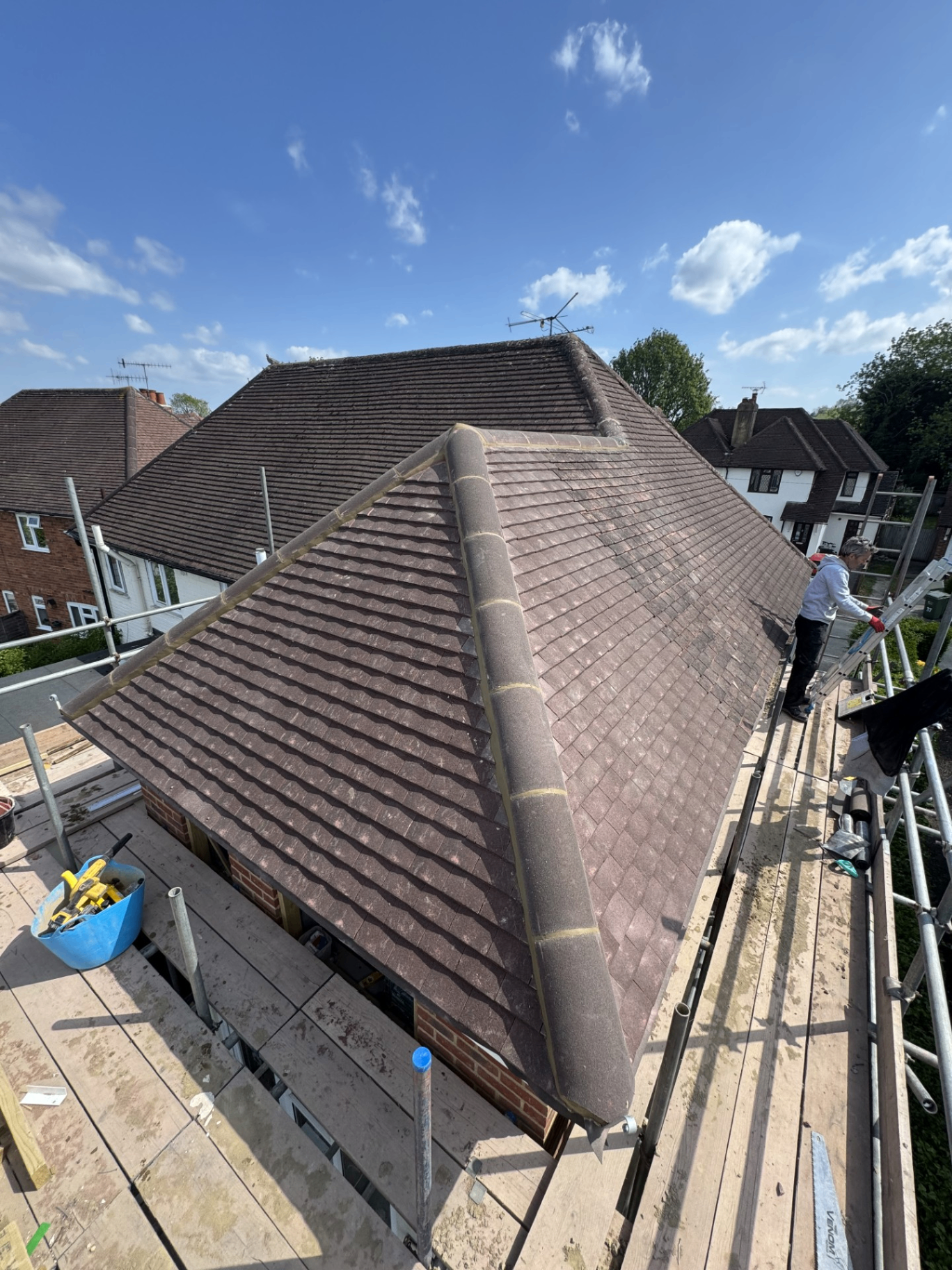 Newly tiled roof on a Buckinghamshire home